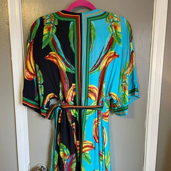 Farm Rio Mixed Banana Wrap Style Multicolored Dress S - Picture 4 of 12